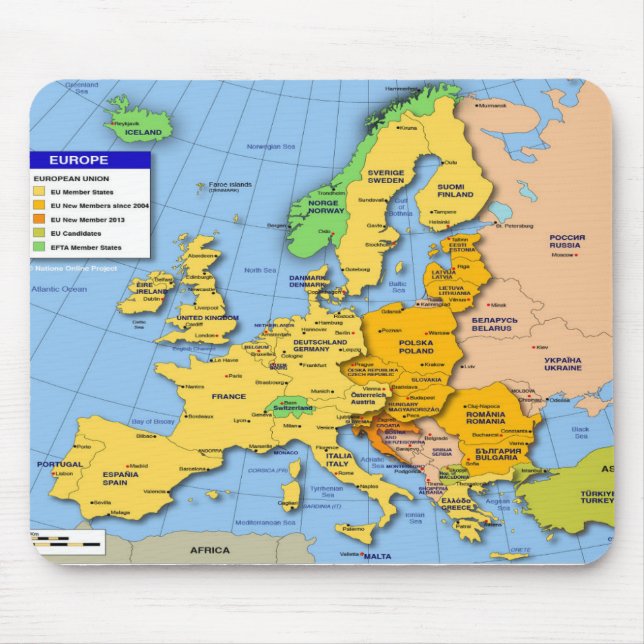Mapa da Europa para o mouse pad (Frente)
