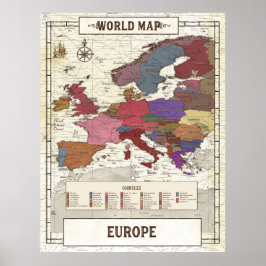 Mapa da Europa - Poster