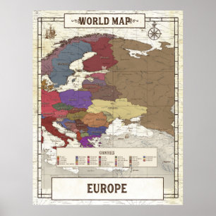 Mapa da Europa - Poster
