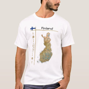 Mapa da Finlândia + Sinalizador + Título T-Shirt