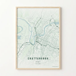 Mapa da Floresta de Chattanooga Impressão Poster A