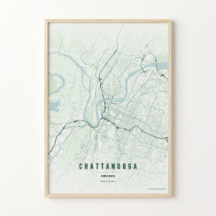 Mapa da Floresta de Chattanooga Impressão Poster A