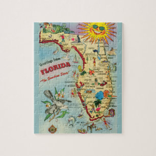 Mapa da Flórida 8x10 Quebra-cabeça de Jigsera