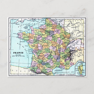 Mapa da França - Cartão postal