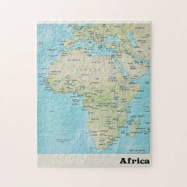 Mapa da geografia de África: Um quebra-cabeça de (Vertical)
