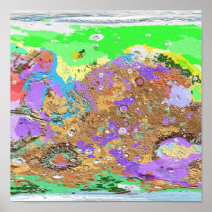 Mapa da geologia do poster de Marte