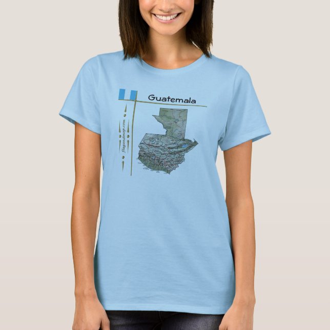 Mapa da Guatemala + Sinalizador + Título T-Shirt (Frente)