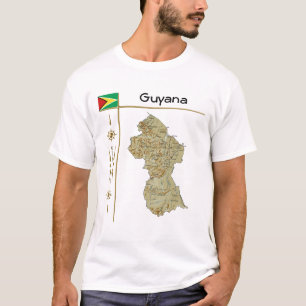 Mapa da Guiana + Sinalizador + Título T-Shirt