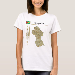 Mapa da Guiana + Sinalizador + Título T-Shirt