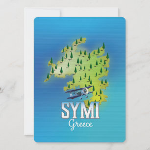 Mapa da Ilha de Symi Grécia poster de viagem.