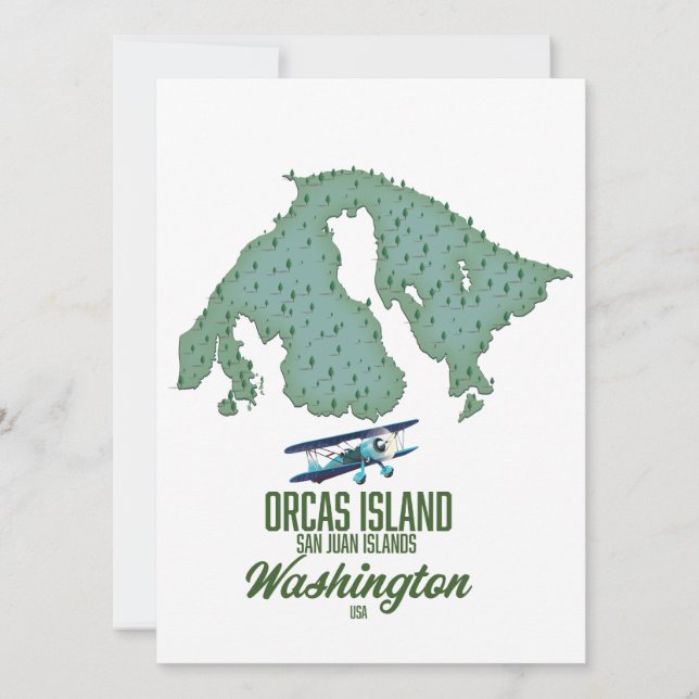 Mapa da Ilha Orcas, Washington, EUA (Frente)