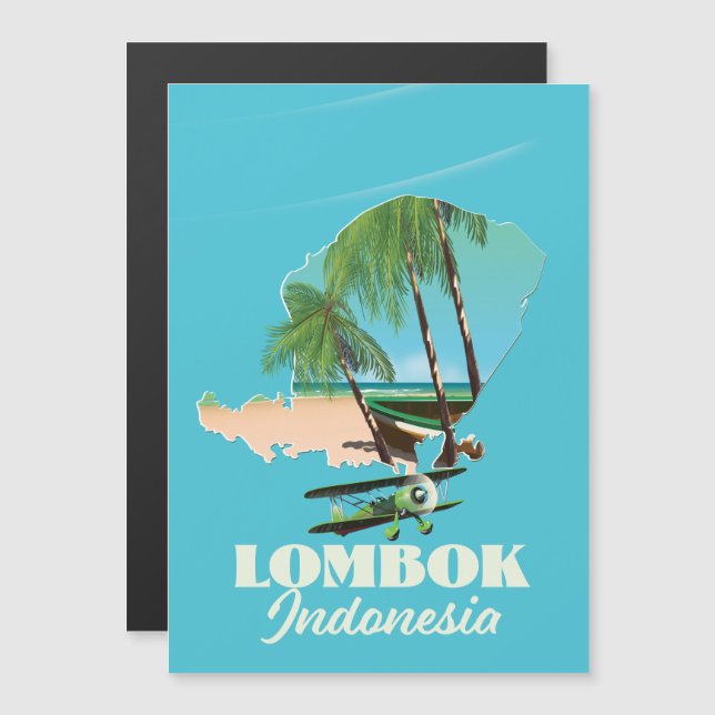 Mapa da Indonésia Lombok (Frente/Verso)