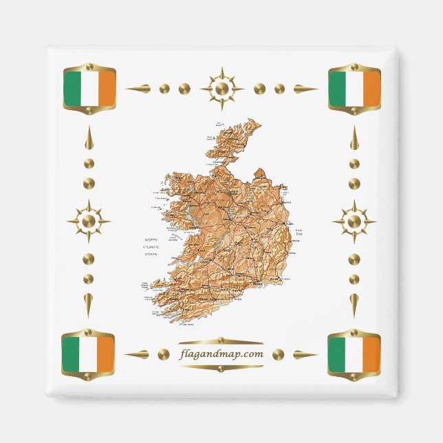 Mapa da Irlanda + Íman sinalizador (Frente)