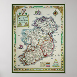 Mapa da Irlanda - Irish Eire Erin Poster Impressã