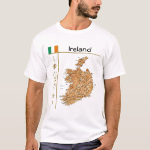 Mapa da Irlanda + Sinalizador + Título T-Shirt