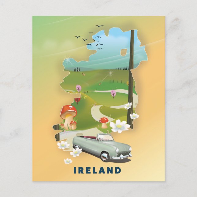 Mapa da Irlanda - viagens vintage (Frente)