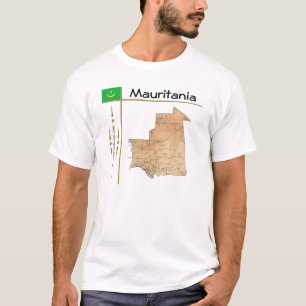 Mapa da Mauritânia + Sinalizador + Título T-Shirt