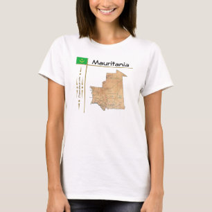 Mapa da Mauritânia + Sinalizador + Título T-Shirt