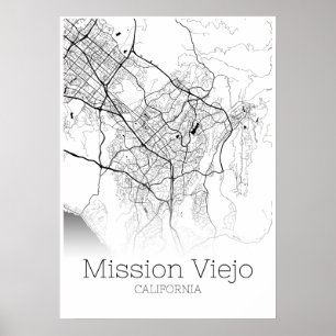 Mapa da Missão Viejo - Califórnia - Poster do ma