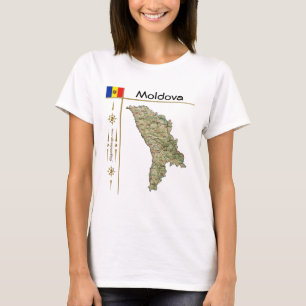 Mapa da Moldávia + Sinalizador + Título T-Shirt