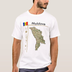 Mapa da Moldávia + Sinalizador + Título T-Shirt