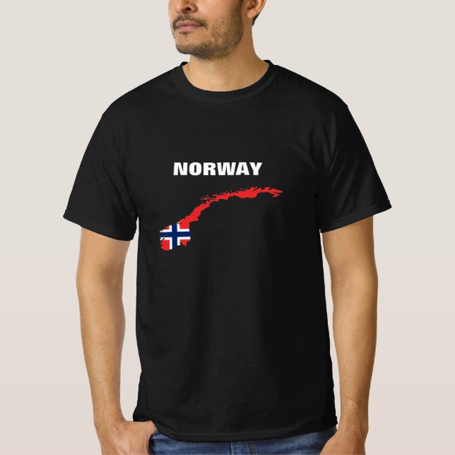 Mapa da Noruega com Sinalizador em T-Shirt (Frente)
