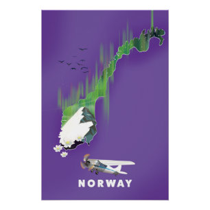 Mapa da Noruega, impressão ilustrada de poster.