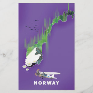 Mapa da Noruega - poster de impressão ilustrado.
