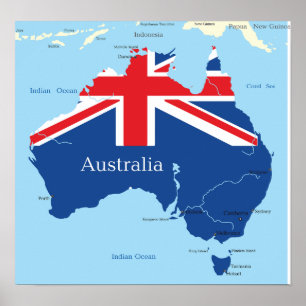 Mapa Da Poster Da Austrália