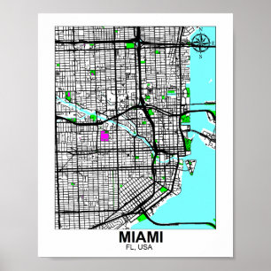 Mapa da Poster de Miami City
