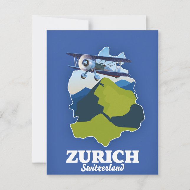 Mapa da região de Zurique Suíça (Frente)