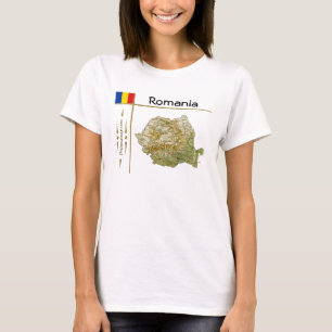 Mapa da Romênia + Sinalizador + Título T-Shirt