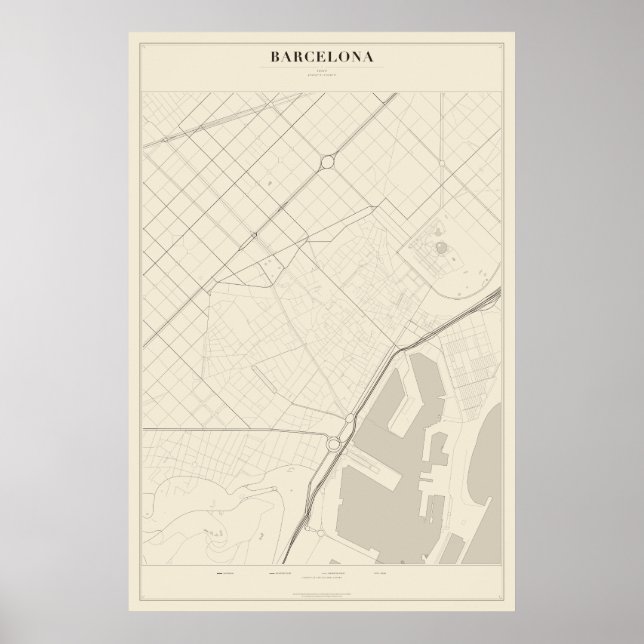 Mapa da Rua de Barcelona em Poster (Frente)