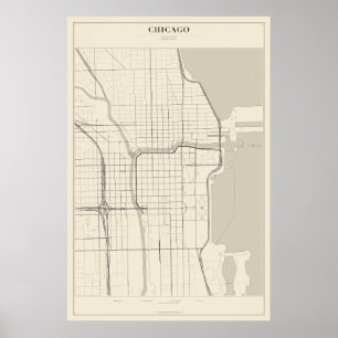 Mapa da Rua de Chicago Poster