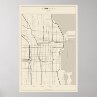 Mapa da Rua de Chicago Poster