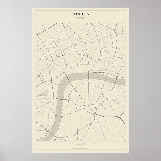 Mapa da Rua de Londres Poster (Frente)