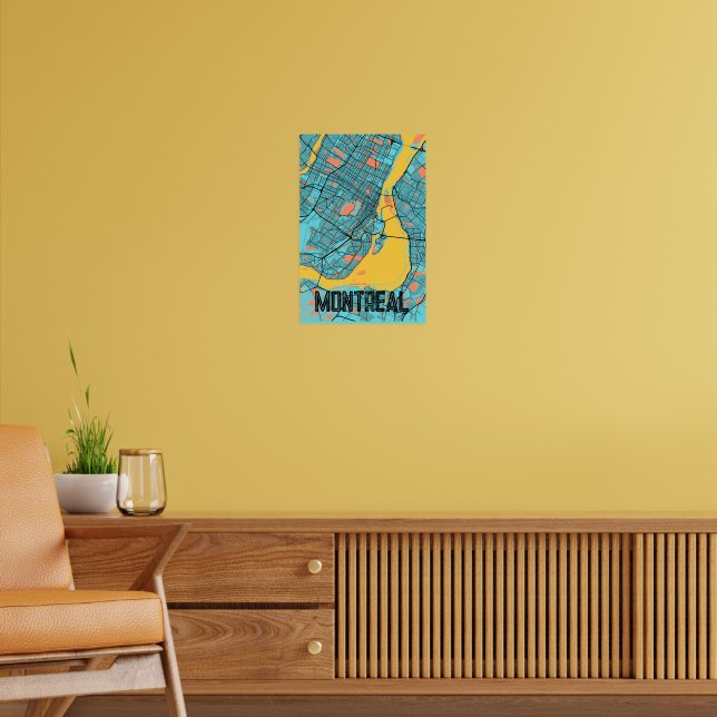 Mapa da rua de Montreal - Poster de dois tons com  (Sala de Estar 2)