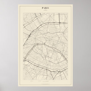 Mapa da Rua de Paris em Poster