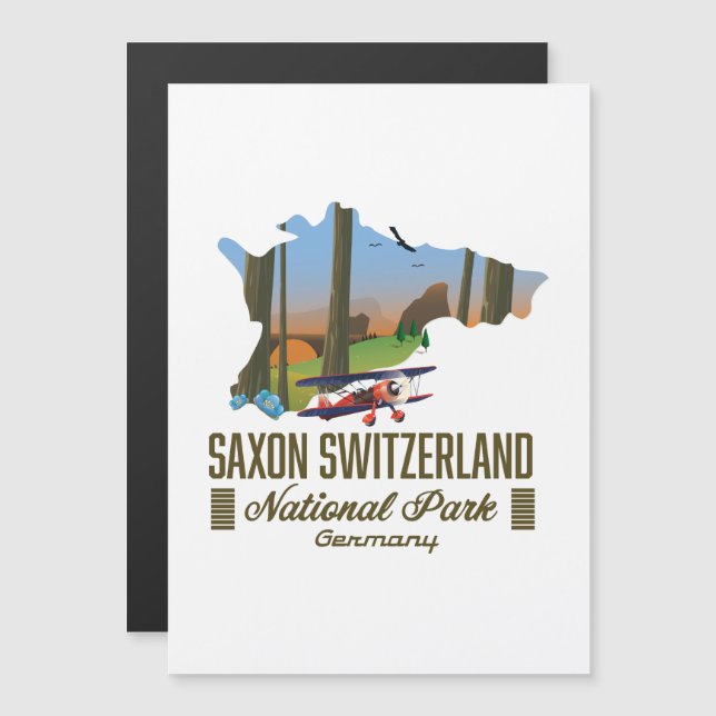 Mapa da Saxon Suiça National Park Alemanha (Frente/Verso)