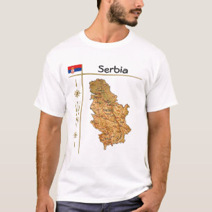 Mapa da Sérvia + Sinalizador + Título T-Shirt