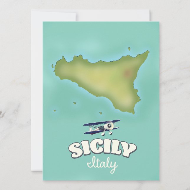 Mapa da Sicília Itália estilo vintage (Frente)