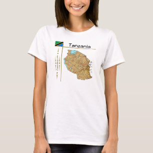 Mapa da Tanzânia + Sinalizador + Título T-Shirt