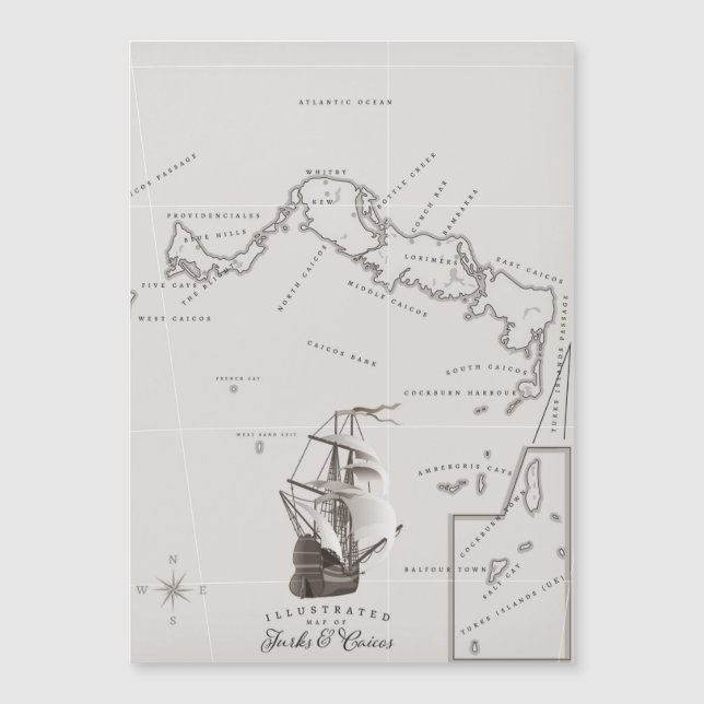 Mapa das Ilhas Turcas e Caicos (Frente)