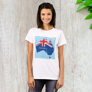 Mapa das mulheres australianas na camiseta