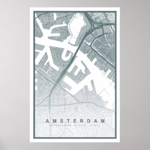 Mapa de Amsterdã Impressão 8 CORES DISPONÍVEIS Ams