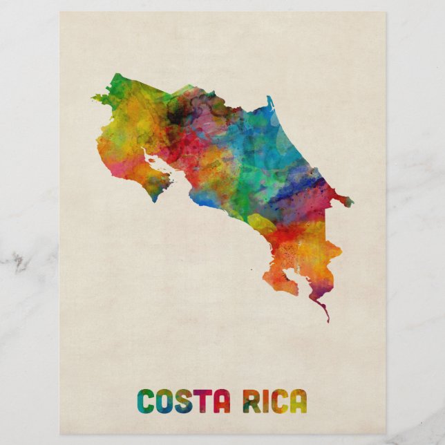 Mapa de Aquarela da Costa Rica (Frente)