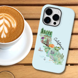 Mapa de Arte do Estado da Califórnia em Watercolor