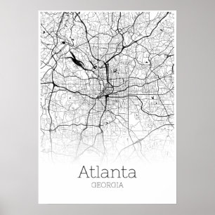 Mapa de Atlanta - Geórgia - poster do mapa da