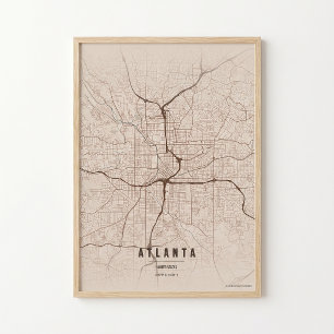 Mapa de Atlanta Impressão Cidade da Geórgia Wallar