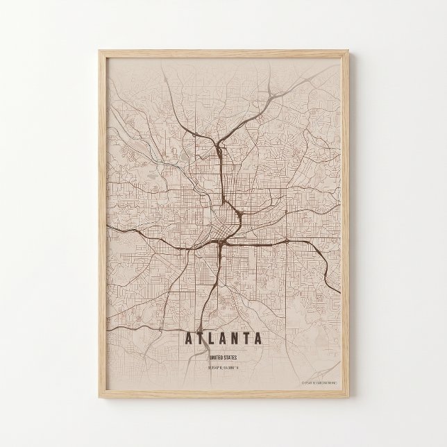 Mapa de Atlanta Impressão Cidade da Geórgia Wallar (Criador carregado)